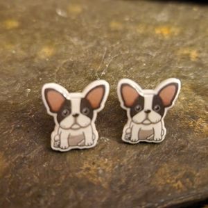 handmade Stud frenchie Earrings !!